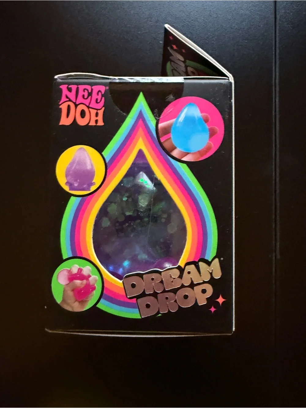 New Nee Doh Dream Drop Smooth Purple Glitter Squeeze Schylling Needoh Squishy